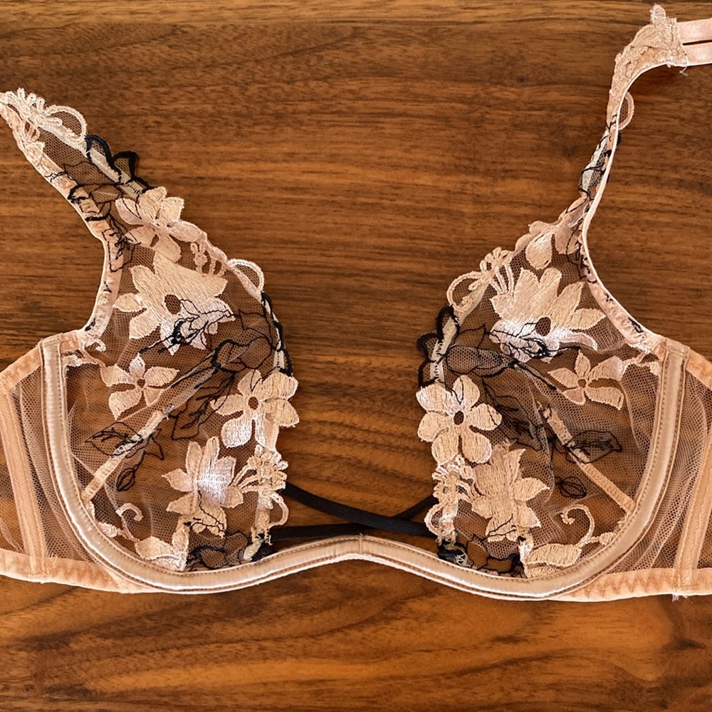 Agent Provocateur Peach and Black Lace Bra - Picture 6 of 7